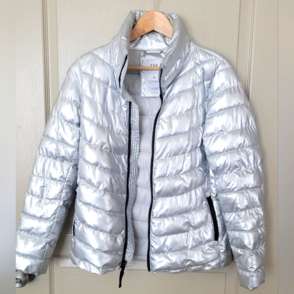 Gap - Silver Lightweight Puffer Jacket Coldcontro… - image 1
